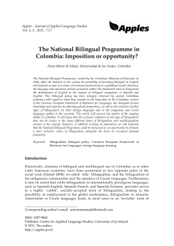 The National Bilingual Programme in Colombia: Imposition or