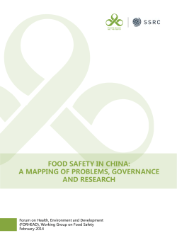 food safety in china: a mapping of problems, governance