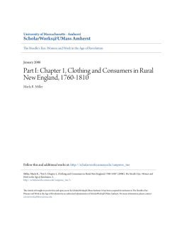 Part I: Chapter 1, Clothing and Consumers in Rural New England
