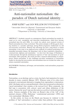 Anti-nationalist nationalism: the paradox of