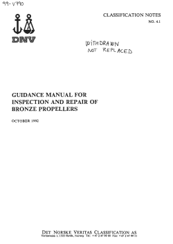 guidance manual for inspection and repair of bronze propellers