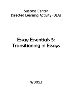 Essay Essentials 5: Transitioning in Essays
