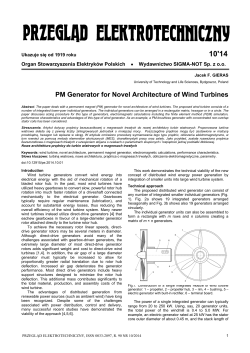 PM Generator for Novel Architecture of Wind Turbines