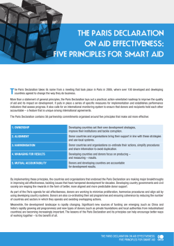 THE PARIS DECLARATION ON AID EFFECTIVENESS: FIVE