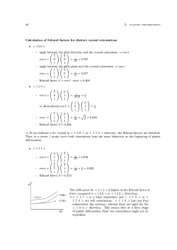 44 2. plAstic dEFoRmAtion Calculation of Schmid factors for distinct