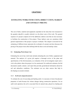 chapter 5 estimating work items costs, idirect costs, markup