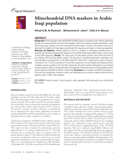 Mitochondrial DNA Markers in Arabic Iraqi Population (PDF