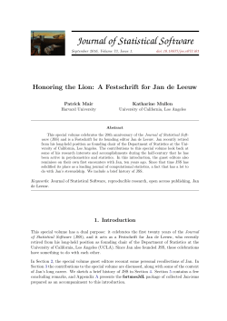 Honoring the Lion: A Festschrift for Jan de Leeuw