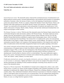 CS 203 Lecture November 19, 2012 The Arab Nahda and modernity