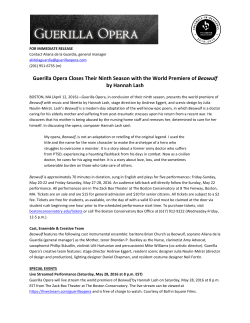 Press Release - Guerilla Opera