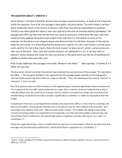 THE QUESTION ABOUT 1 TIMOTHY 3 Some believe 1 Timothy 3