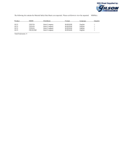 The following list contains the Material Safety Data