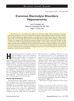 Common Electrolyte Disorders: Hyponatremia