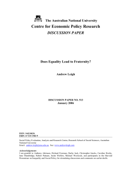 Does Equality Lead to Fraternity