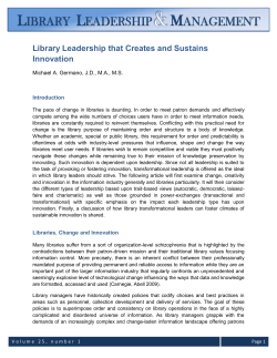 Library Leadership that Creates and Sustains Innovation
