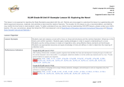 ELAR Grade 08 Unit 01 Exemplar Lesson 03: Exploring the Novel