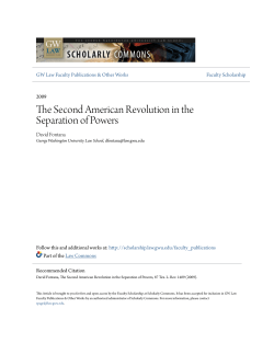 The Second American Revolution in the Separation of Powers