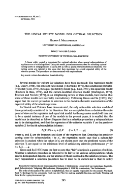 The linear utility model for optimal selection