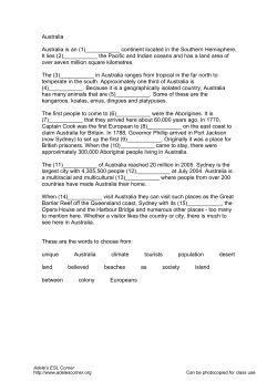 Australia Australia is an (1)______ continent located in the Southern