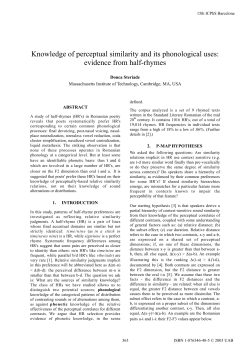 Knowledge of Perceptual Similarity and its Phonological Uses