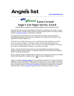 Earns Coveted Angie`s List Super Service Award