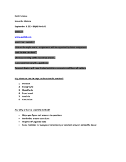 Earth Science Scientific Method September 3, 2014 EQ#1 Block#2