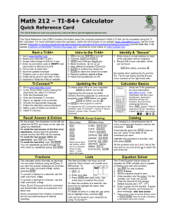 TI-84 Quick Reference Sheet