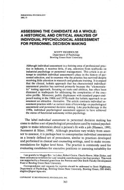 assessing the candidate as a whole: a historical and
