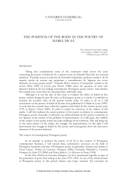 The Position of the Body in the Poetry of Isabel de S&aacute;