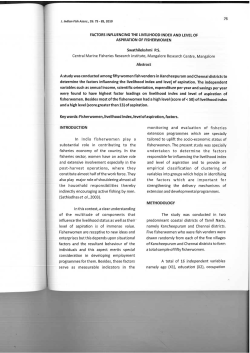 75 FACTORS INFLUENCING THE LIVELIHOOD INDEX AND LEVEL