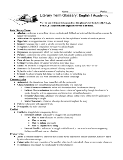Literary Term Glossary: ​English I Academic