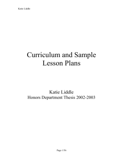 Curriculum and Sample Lesson Plans