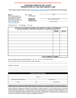 standard form for u-pack&reg; presentation of loss and damage claim
