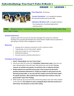 Cyberbullying: You Can`t Take It Back 1 GRADE MS