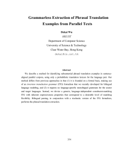 Grammarless extraction of phrasal translations frpm parallel texts