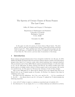The Spectra of Certain Classes of Room Frames