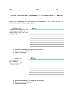 Solving equations with variables on both sides Real World Scenario