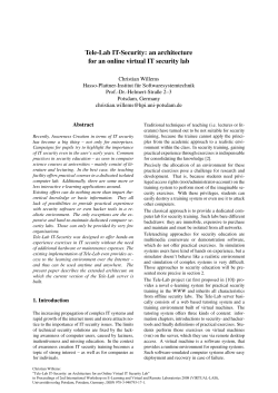 Tele-Lab IT-Security: an architecture for an online virtual IT security lab