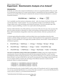 Stoichiometric Analysis of an Antacid