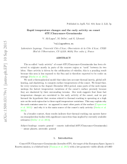 Rapid temperature changes and the early activity on comet 67P