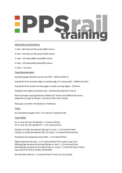Miles/Chains/Yards/Metres 1 mile = 80 chains/1760 yards/1600