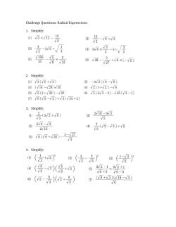 Challenge Questions Radical Expressions