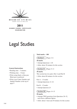 2011 HSC Examination - Legal Studies