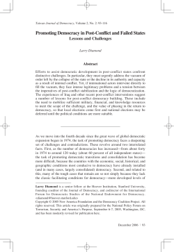 Promoting Democracy in Post-Conflict and Failed States: Lessons