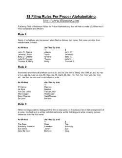 18 Filing Rules For Proper Alphabetizing http://www.filemate.com