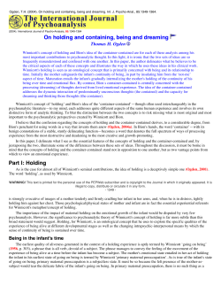 On holding and containing, being and dreaming