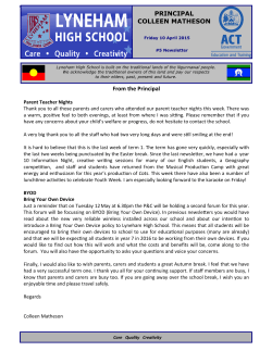 COLLEEN MATHESON From the Principal