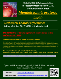 Mendelssohn`s oratorio Elijah - URMC