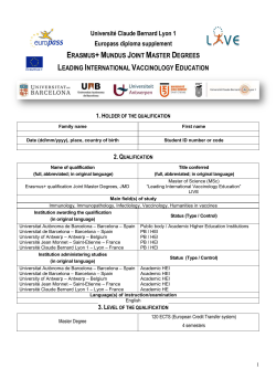Universit&eacute; Claude Bernard Lyon 1 Europass diploma supplement