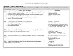 HIGH SCHOOL: UNITED STATES HISTORY Standard 1